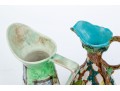 Collection Of 2 English Hand Painted Polychrome Finished Ceramic Water Pitchers