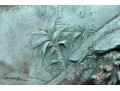 Vintage High Relief Bronze Plaque, Lions In A Landscape