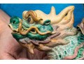 Vintage Chinese Sancai Glazed Figural Pottery Roof Tiles, Ca. 1935
