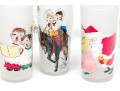 Set Of 10 Vintage Paint Decorated Christmas Theme Glasses