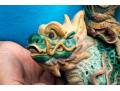 Vintage Chinese Sancai Glazed Figural Pottery Roof Tiles, Ca. 1935