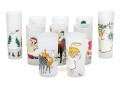 Set Of 10 Vintage Paint Decorated Christmas Theme Glasses