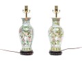 Pair Of Chinese Famille Verte Porcelain Vases, Mounted As Table Lamps