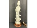 Unusual Vintage Signed Chinese Porcelain Guanyin Blanc De Chine Figure Mounted As A Lamp