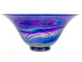 Cobalt Blue Pulled Feather Art Glass Bowl