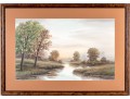 Allen Fontaine (American, 1861-1962) Watercolor, River Landscape At Dawn