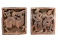 Decorative Set Of Two Semi Antique Asian Figural Brick Tiles