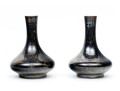 Antique Qing Dynasty Chinese Pair Of Glazed And Gilt Finished Porcelain Bottle Vases