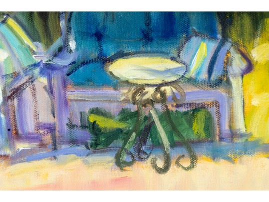 Hannah Cole Buie (American, B. 1955) Oil On Canvas Patio Scene