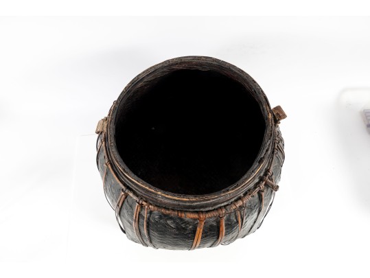Vintage Thailand Lacquered Basket