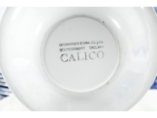 Crownford China Co. Staffordshire England Calico Blue Serveware