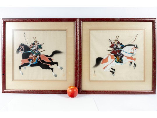 20th Century Kamakura Warrior SIlk Paintings