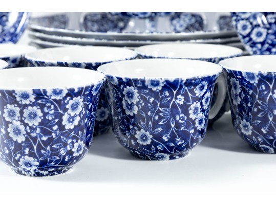 Crownford China Co. Staffordshire England Calico Blue Serveware