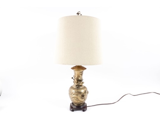Late 20th Century Oriental Brass Dragon Table/desk Lamp