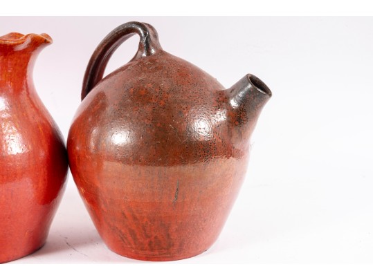 Trio Of Orange Glaze NC Pottery