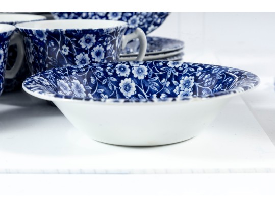 Crownford China Co. Staffordshire England Calico Blue Serveware