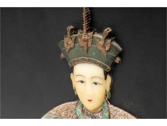 Pair Of Vintage Asian Quing Dynasty-Style Soapstone Royalty Wall Plaques