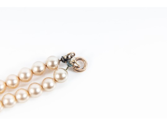 Brass Plated Pearl Teardrop Necklace 