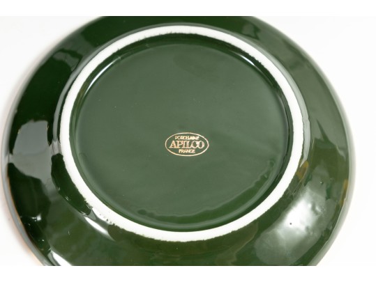 Apilco French Porcelain Bistroware Green & Gold Coffee & Tea Set