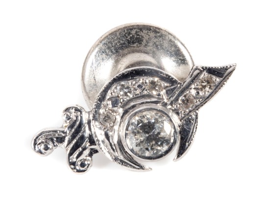 Vintage White Gold Single Diamond Tie-Tac