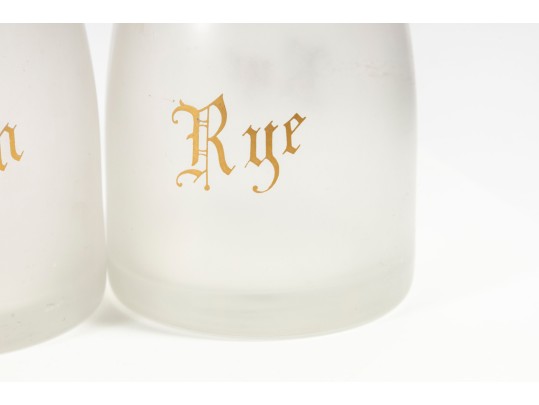 1960's Frosted Glass Decanter Set With Stoppers