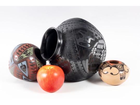 Trio Of Mata Ortiz Pottery Ceramic Vases