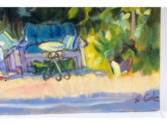 Hannah Cole Buie (American, B. 1955) Oil On Canvas Patio Scene