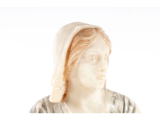 Small Jeanne D'arc Alabaster Bust Sculpture 