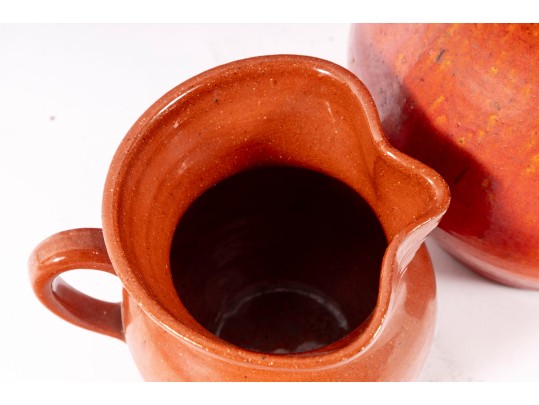 Trio Of Orange Glaze NC Pottery