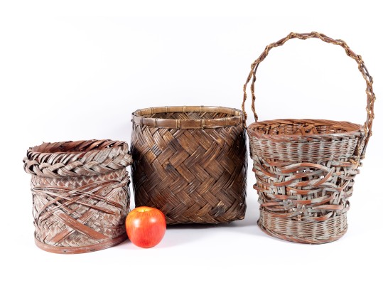 Trio Of Vintage Woven Basets