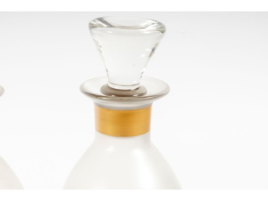 1960's Frosted Glass Decanter Set With Stoppers