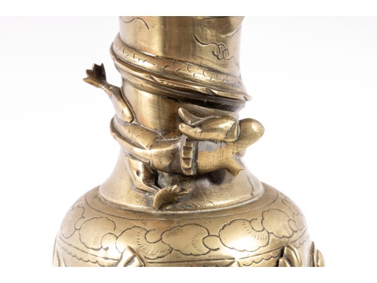 Late 20th Century Oriental Brass Dragon Table/desk Lamp
