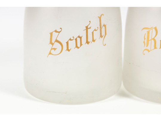 1960's Frosted Glass Decanter Set With Stoppers