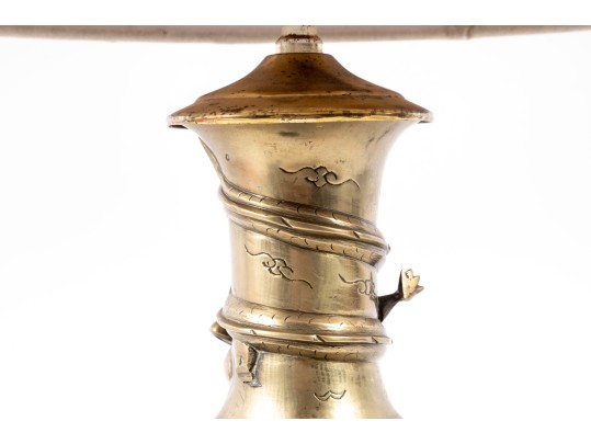Late 20th Century Oriental Brass Dragon Table/desk Lamp