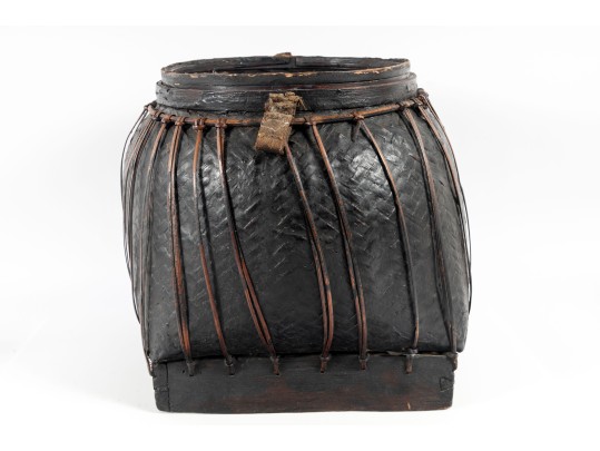 Vintage Thailand Lacquered Basket