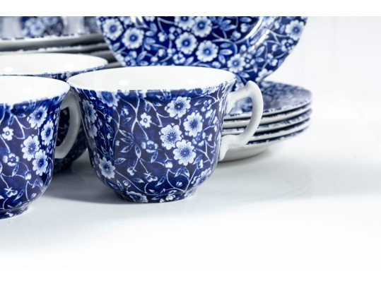 Crownford China Co. Staffordshire England Calico Blue Serveware