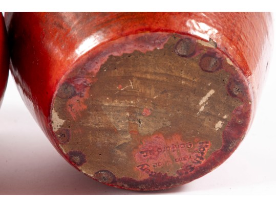 Trio Of Orange Glaze NC Pottery