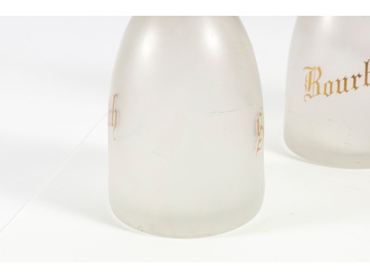 1960's Frosted Glass Decanter Set With Stoppers