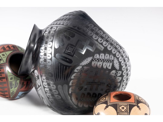Trio Of Mata Ortiz Pottery Ceramic Vases
