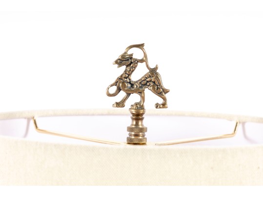 Late 20th Century Oriental Brass Dragon Table/desk Lamp