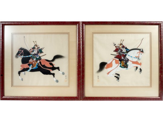 20th Century Kamakura Warrior SIlk Paintings