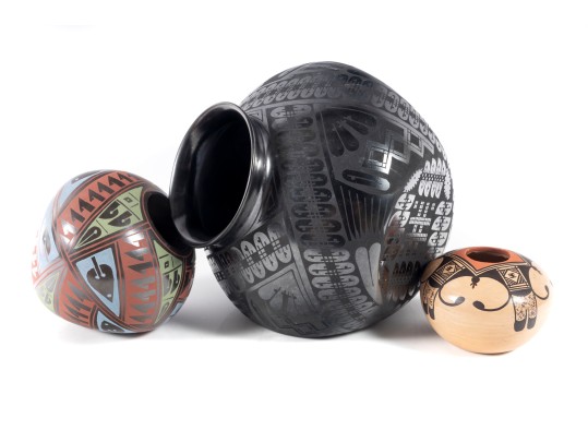 Trio Of Mata Ortiz Pottery Ceramic Vases