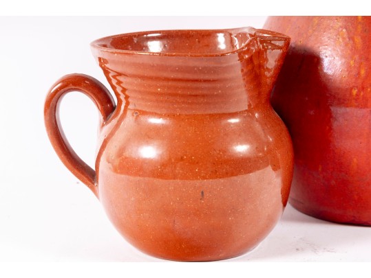 Trio Of Orange Glaze NC Pottery