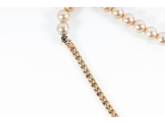 Brass Plated Pearl Teardrop Necklace 