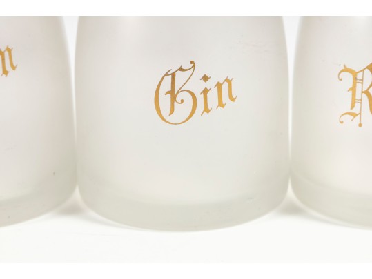 1960's Frosted Glass Decanter Set With Stoppers