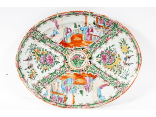 Vintage Cantonese Style Porcelain Plate & Vase
