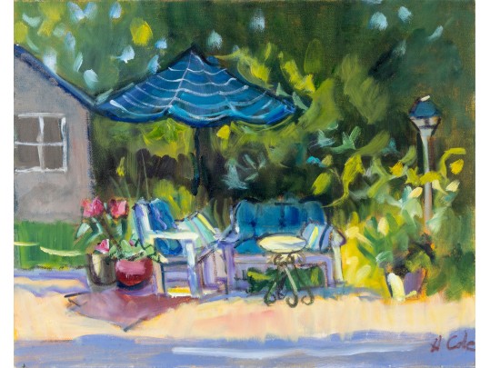 Hannah Cole Buie (American, B. 1955) Oil On Canvas Patio Scene