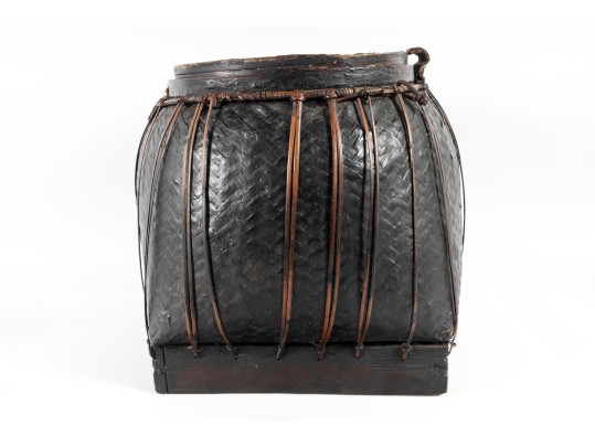 Vintage Thailand Lacquered Basket