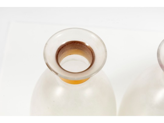 1960's Frosted Glass Decanter Set With Stoppers