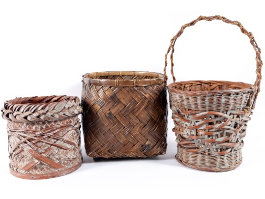Trio Of Vintage Woven Basets